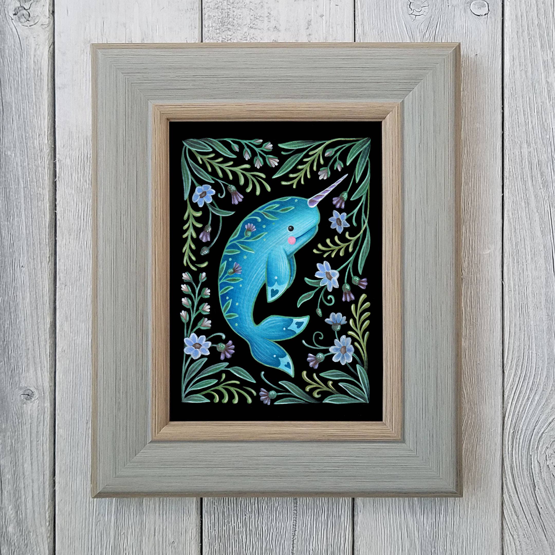 Narwhal Art Print Folk Decor: 5x7